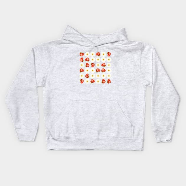 Strawberries and daisies Kids Hoodie by Gaspar Avila